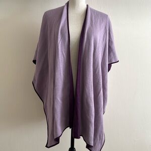 NEW Chico's Reversible Travel Wrap Sweater Button Poncho Purple Knit S/M NWT